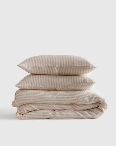 Quince European Linen Duvet Cover Set In Natural/white Stripe