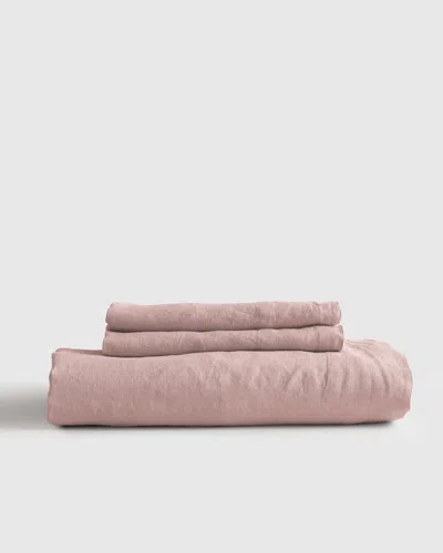 Quince European Linen Fitted Sheet Set In Dusty Mauve