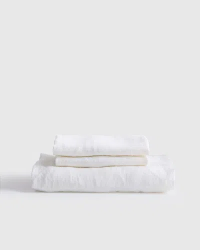 Quince European Linen Fitted Sheet Set In White