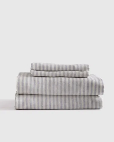 Quince European Linen Sheet Set In Mist/white Stripe
