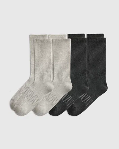 Quince Everyday Cotton Solid Crew Socks 4-pack In Gray