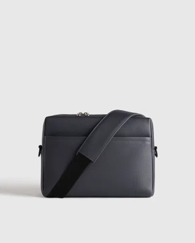 Quince Excursion Italian Leather Messenger Bag In Blue