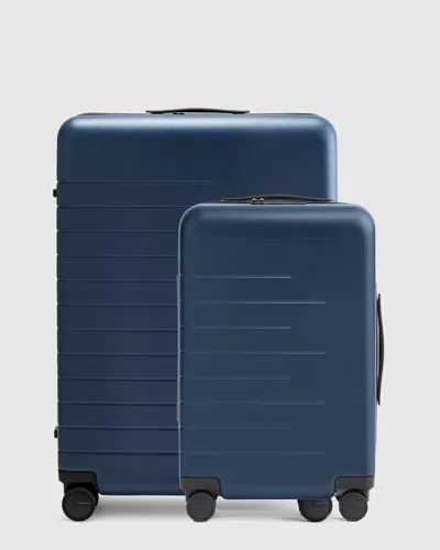 Quince Expandable Small Carry-on & Large Check-in Suitcase Bundle In Blue