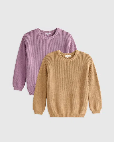 Quince Kids' Fisherman Tunic Sweater 2-pack In Lavender Mist/camel