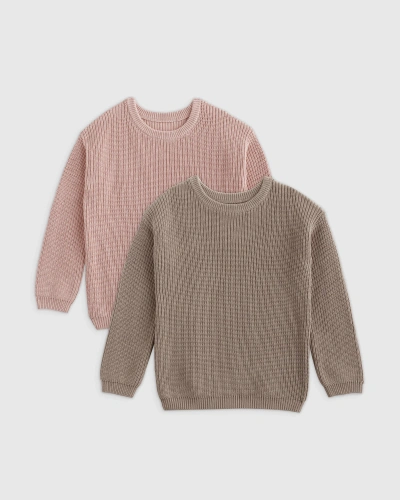 Quince Fisherman Tunic Sweater 2-pack In Silver Pink/oatmeal