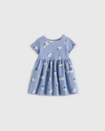 Quince Kids' Fit And Flare Pocket Dress In Blue Daisy