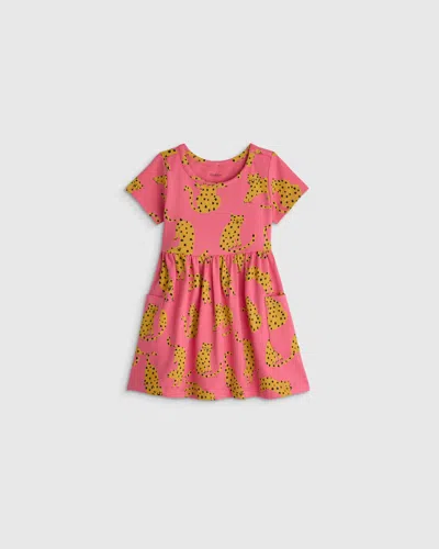 Quince Kids' Fit And Flare Pocket Dress In Orange
