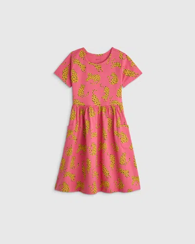 Quince Kids' Fit And Flare Pocket Dress In Pink