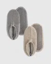 Quince Fleece Lined Gripper Slippers In Grey/natural