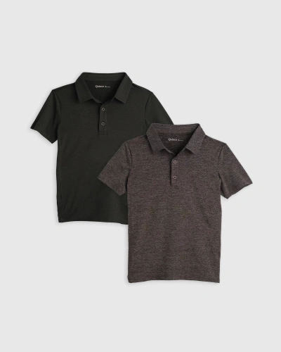 Quince Flowknit Breeze Active Polo 2-pack In Charcoal/olive
