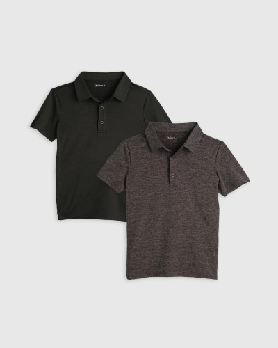 Quince Kids' Flowknit Breeze Active Polo 2-pack In Charcoal/olive