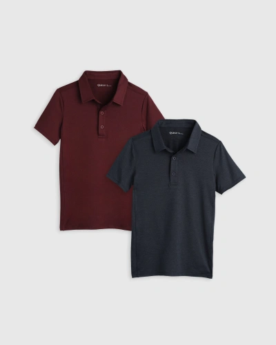 Quince Flowknit Breeze Active Polo 2-pack In Navy/burgundy