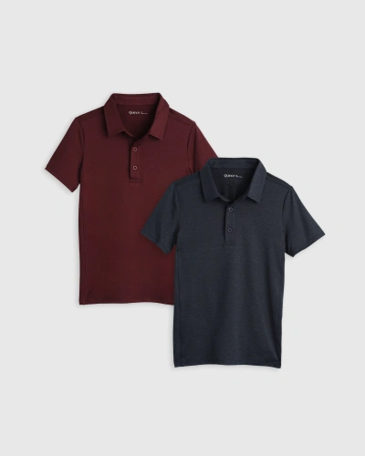 Quince Kids' Flowknit Breeze Active Polo 2-pack In Navy/burgundy