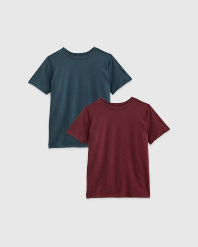 Quince Flowknit Breeze Active T-shirt 2-pack In Navy/burgundy