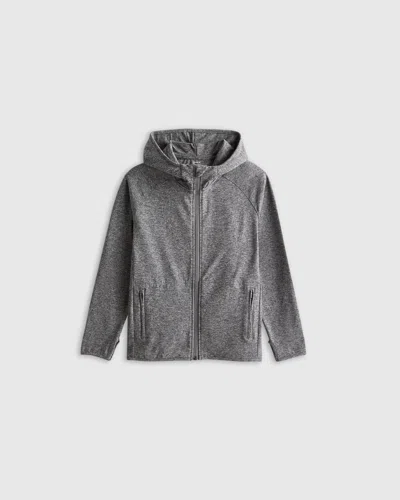 Quince Kids' Flowknit Full Zip Hoodie In Gray