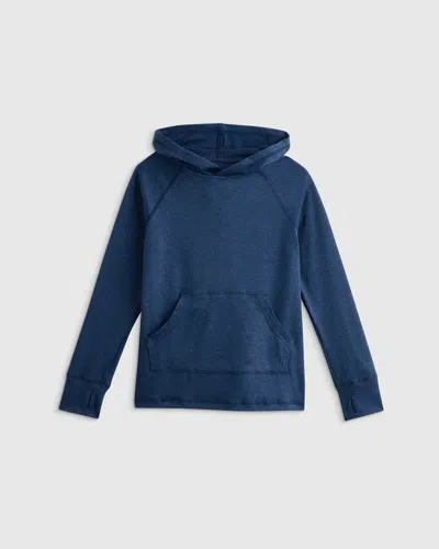Quince Kids' Flowknit Pullover Hoodie In Blue