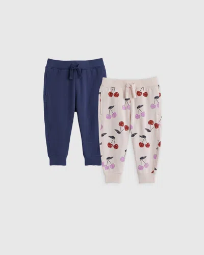 Quince Kids' French Terry Joggers 2-pack In Cherries/navy