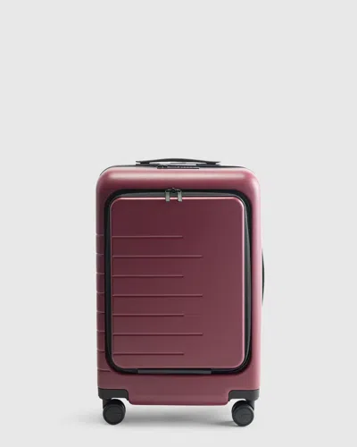Quince Front Pocket Carry-on Suitcase In Burgundy