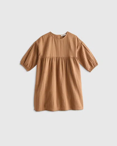 Quince Kids' Gauze Dress In Brown
