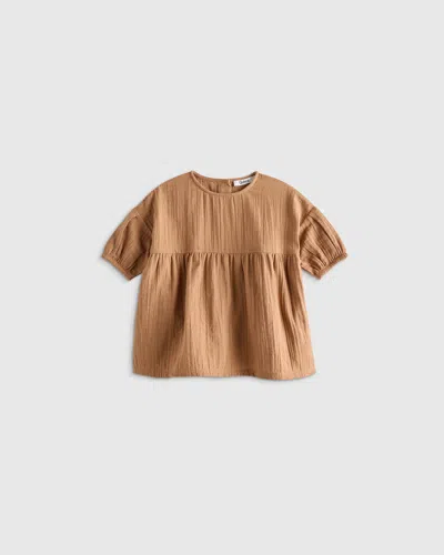 Quince Kids' Gauze Dress In Brown