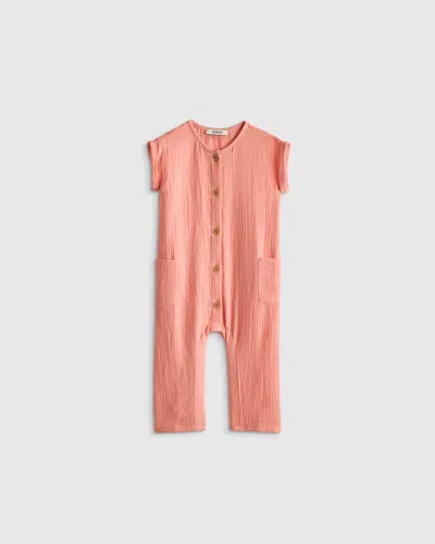 Quince Kids' Gauze Romper In Pink