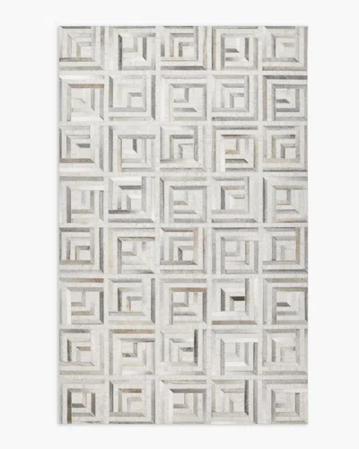 Quince Geometric Hair On Hide Rug In Grey
