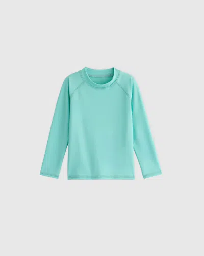 Quince Kids' Girls Long Sleeve Raglan Rash Guard In Frozen Blue