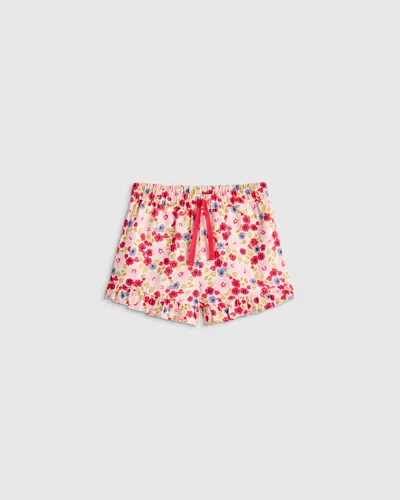 Quince Kids' Girls Ruffle Hem Woven Short In Red