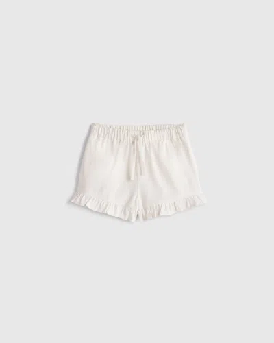Quince Kids' Girls Ruffle Hem Woven Short In White