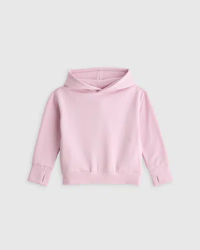 Quince Kids' Girls Supersoft Fleece Crop Pullover Hoodie In Pink