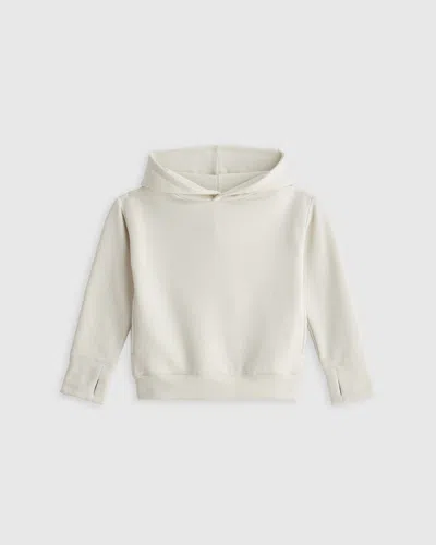 Quince Kids' Girls Supersoft Fleece Crop Pullover Hoodie In White