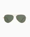 Quince Halston Polarized Stainless Steel Aviator Sunglasses In Gold With Green Lens