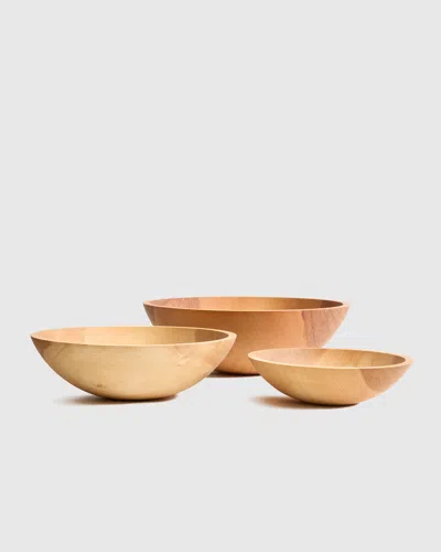 Quince Handcrafted Wooden Serving Bowl, Nesting Set Of 3 In Brown
