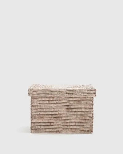 Quince Handwoven Rattan Storage Box With Lid In White Wash