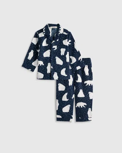 Quince Kids' Holiday Flannel Pajama Set In Blue
