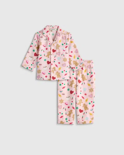 Quince Kids' Holiday Flannel Pajama Set In Pink