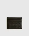 Quince Italian Handwoven Leather Small Card Case In Black