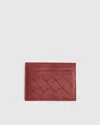 Quince Italian Handwoven Leather Small Card Case In Merlot