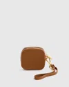 Quince Italian Leather Airpod Zip Case In Cognac
