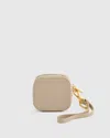 Quince Italian Leather Airpod Zip Case In Taupe