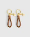 Quince Italian Leather Braided Key Ring In Cognac/gold