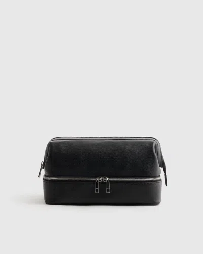 Quince Italian Leather Dual Compartment Toiletry Bag In Black
