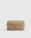 Quince Italian Leather Dual Compartment Toiletry Bag In Taupe