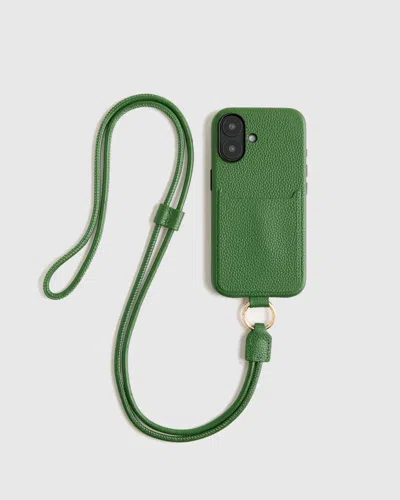 Quince Italian Leather Phone Crossbody Case In Green