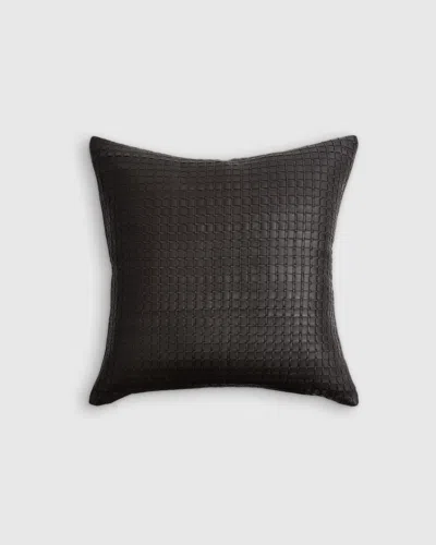 Quince Leather Basketweave Pillow Cover In Black