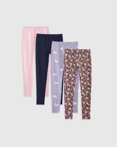 Quince Leggings 4-pack In Poppy Floral/lilac Unicorn