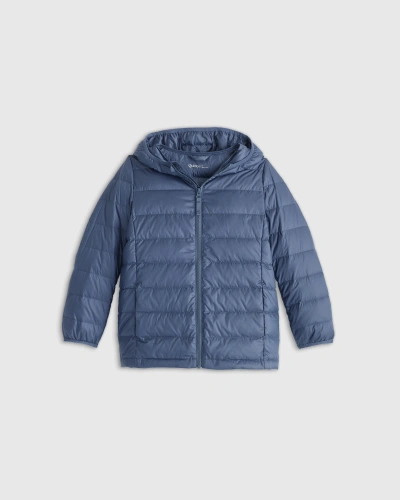 Quince Kids' Lightweight Down Hooded Puffer Jacket In Blue Fusion