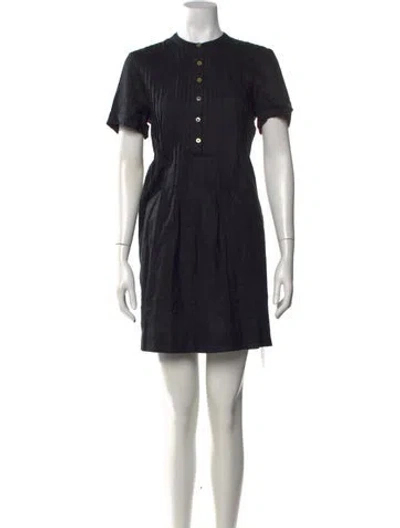 Pre-owned Quince Linen Mini Dress In Black