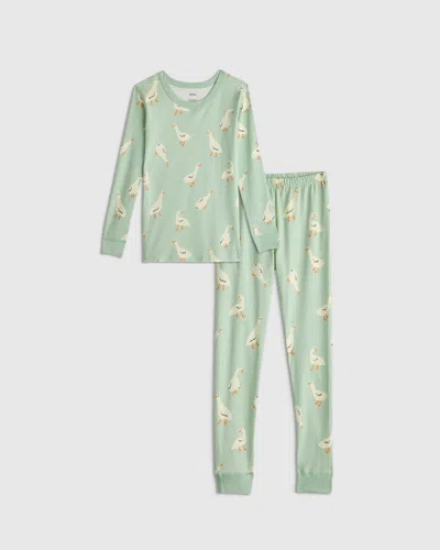 Quince Kids' Long Sleeve And Pants Pajama Set In Green