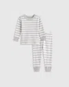 Quince Long Sleeve And Pants Pajama Set In Grey Stripe